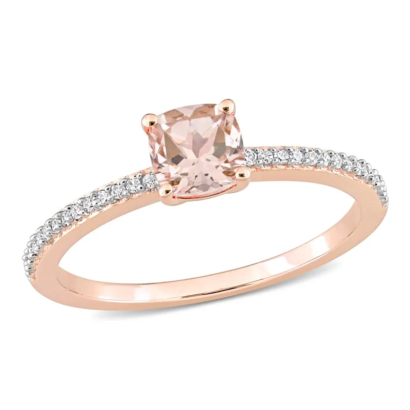 Miadora 10k Rose Gold Cushion-cut Morganite and 1/10ct TDW Diamond Birthstone Ring sold by Zulily