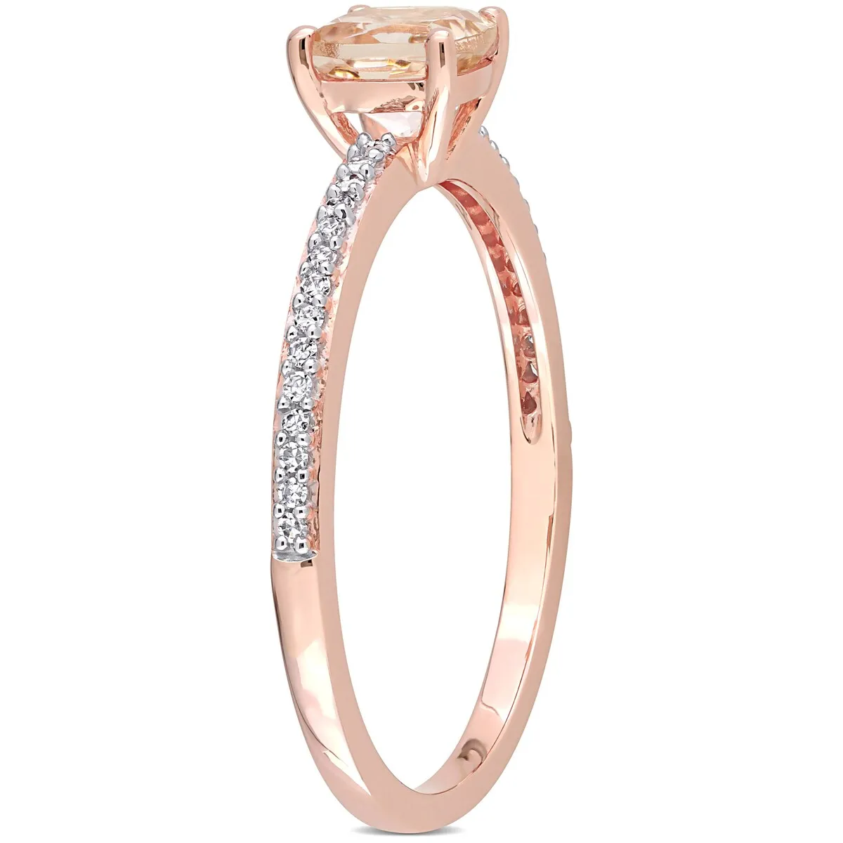 Miadora 10k Rose Gold Cushion-cut Morganite and 1/10ct TDW Diamond Birthstone Ring sold by Zulily product image thumbnail 3