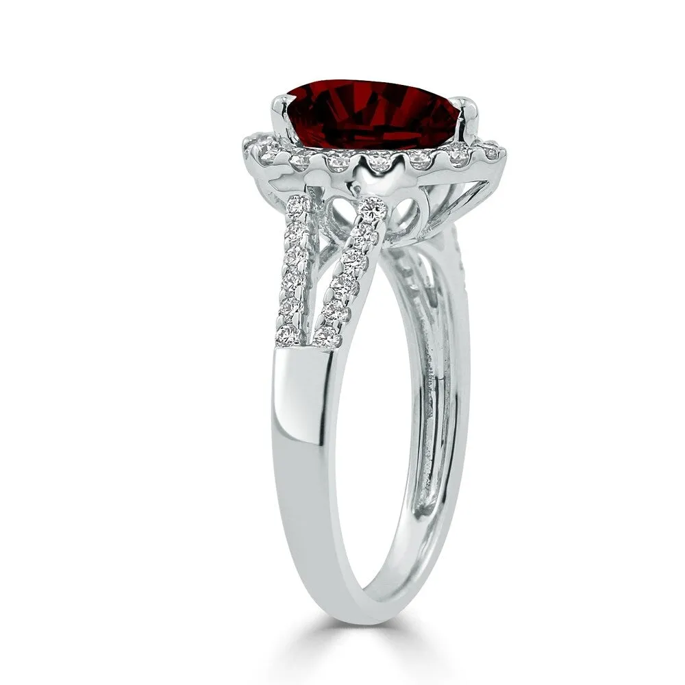 Auriya 2ct Pear Shape Red Garnet and Halo Diamond Ring 1/2ctw 18K Gold sold by Zulily product image thumbnail 3