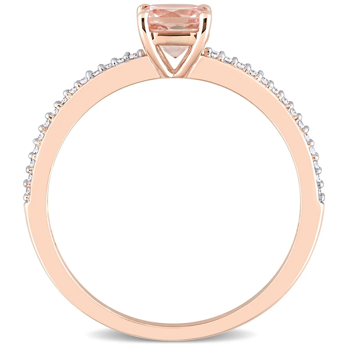 Miadora 10k Rose Gold Cushion-cut Morganite and 1/10ct TDW Diamond Birthstone Ring sold by Zulily product image thumbnail 4