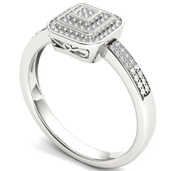 De Couer 10k White Gold 1/6ct TDW Diamond Double Halo Engagement Ring sold by Zulily product image thumbnail 2