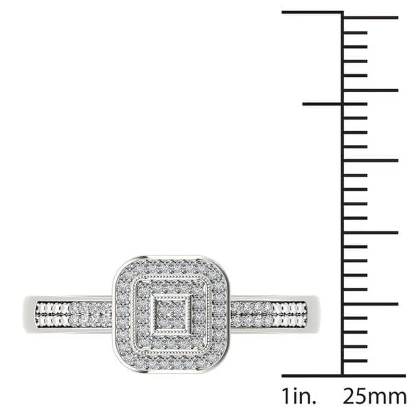 De Couer 10k White Gold 1/6ct TDW Diamond Double Halo Engagement Ring sold by Zulily product image thumbnail 4