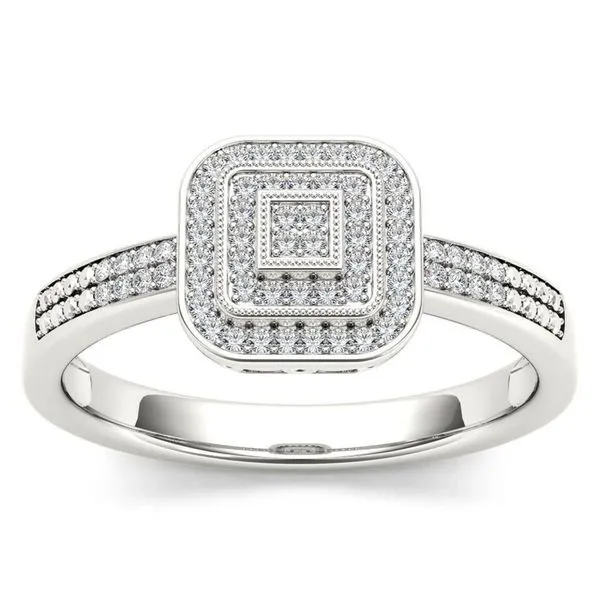 De Couer 10k White Gold 1/6ct TDW Diamond Double Halo Engagement Ring sold by Zulily