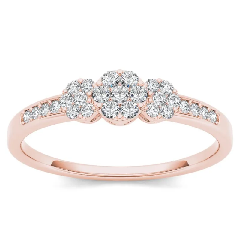 De Couer 10k Rose Gold 1/5ct TDW Diamond Cluster Engagement Ring - Pink sold by Zulily