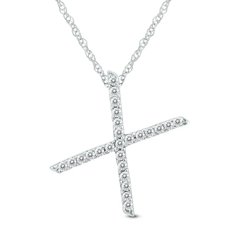 1/8 Carat TW X Initial Diamond Pendant Necklace in 10K White Gold with Adjustable Chain sold by Zulily
