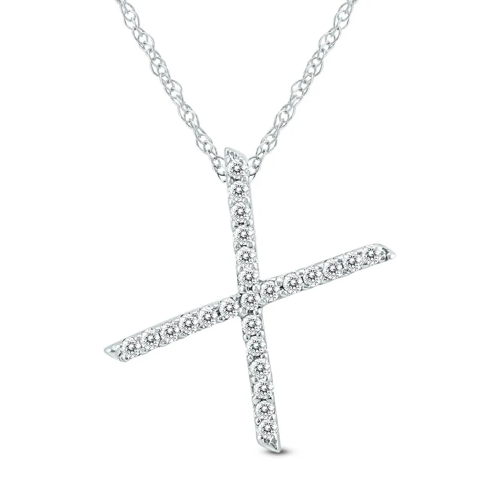 1/8 Carat TW X Initial Diamond Pendant Necklace in 10K White Gold with Adjustable Chain sold by Zulily