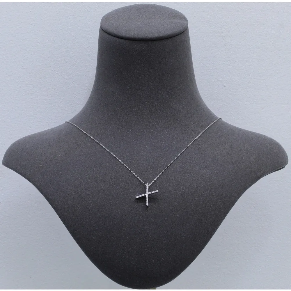 1/8 Carat TW X Initial Diamond Pendant Necklace in 10K White Gold with Adjustable Chain sold by Zulily product image thumbnail 3