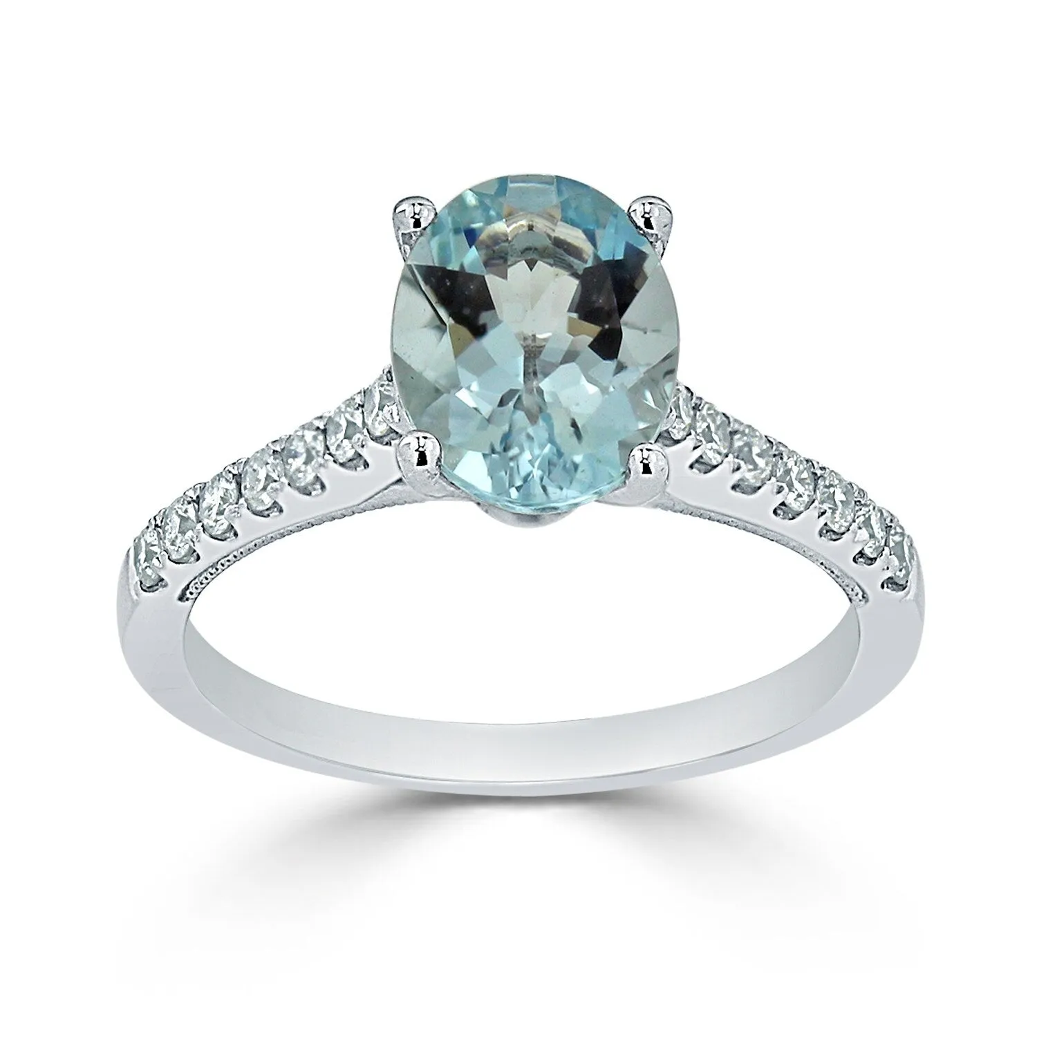 Auriya 9/10ct Fancy Oval Aquamarine and Diamond Engagement Ring 1/4ctw 14k Gold sold by Zulily product image thumbnail 3