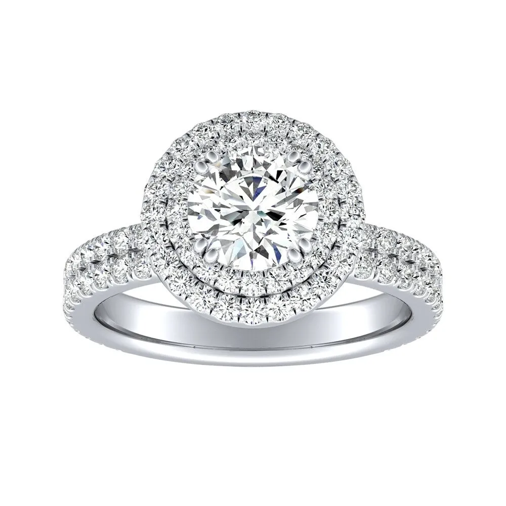 Auriya 14k Gold 3/4ct Moissanite Double Halo Diamond Engagement Ring 9/10ctw sold by Zulily