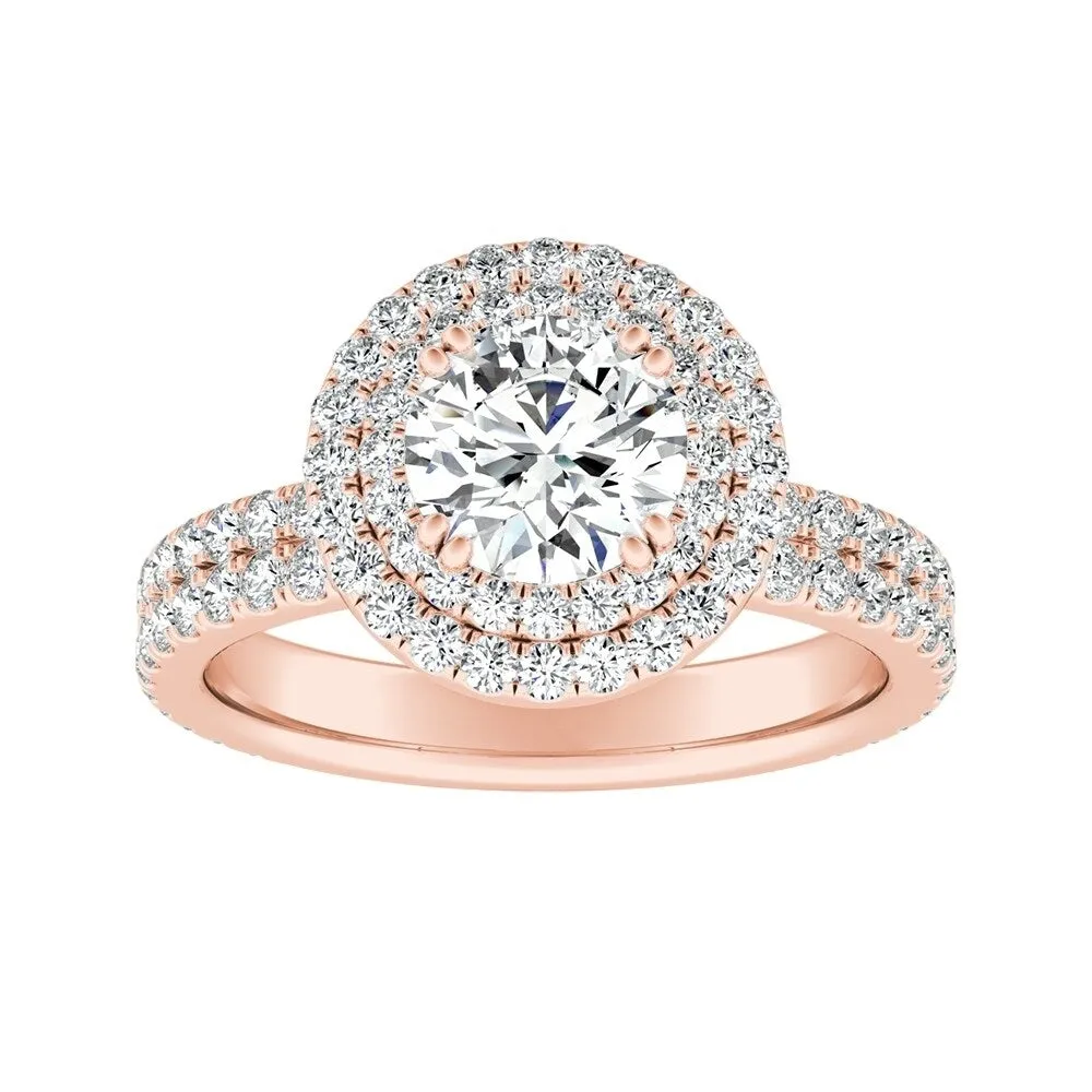 Auriya 14k Gold 3/4ct Moissanite Double Halo Diamond Engagement Ring 9/10ctw sold by Zulily product image thumbnail 3