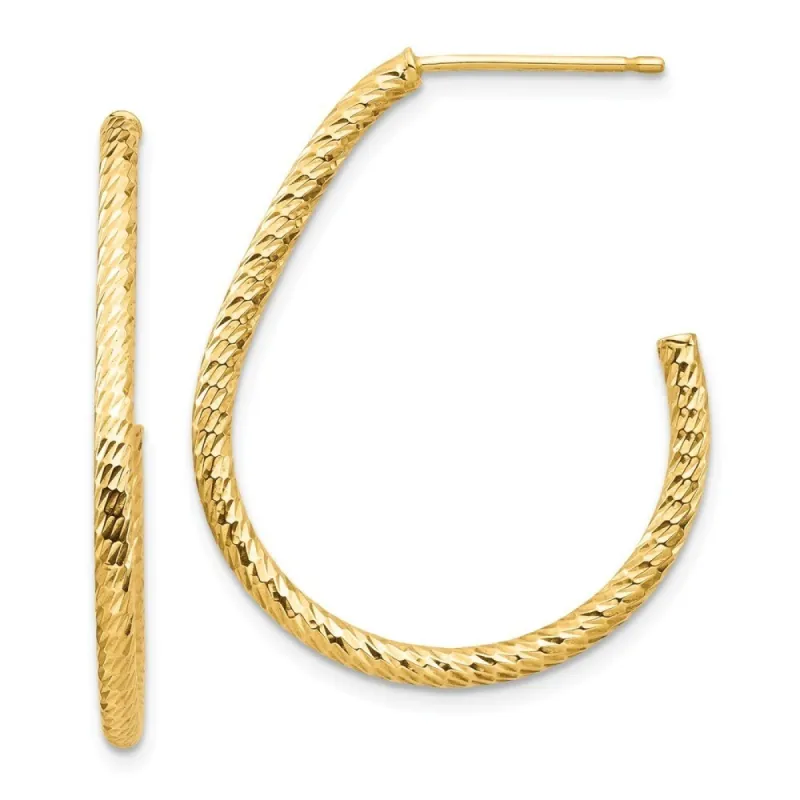 Curata 14k Yellow Gold 30.6x25.4mm Diamond-Cut Open J Hoop Earrings sold by Zulily
