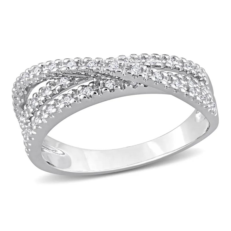 Miadora 3/8ct TGW White Cubic Zirconia Multirow Crossover Ring in Sterling Silver sold by Zulily