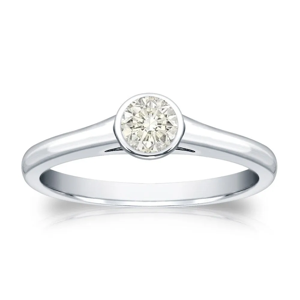 Auriya 14k Gold 1/4 carat TW Bezel-set Solitaire Diamond Engagement Ring sold by Zulily product image thumbnail 2