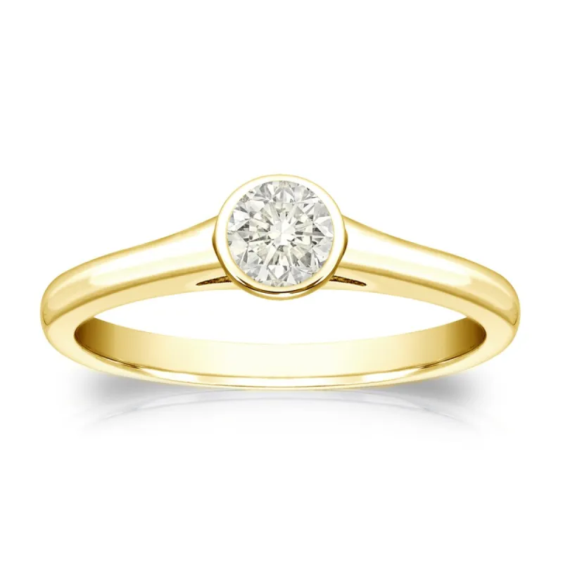 Auriya 14k Gold 1/4 carat TW Bezel-set Solitaire Diamond Engagement Ring sold by Zulily