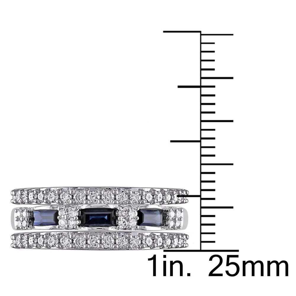 Miadora Signature Collection 10k White Gold Sapphire and 1/2ct TDW Diamond Three Piece Anniversary R - Blue sold by Zulily product image thumbnail 3
