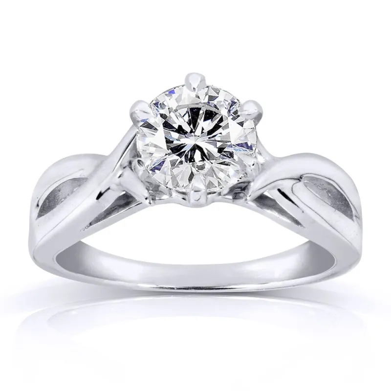 Annello by Kobelli 14k White Gold 1 Carat Round Brilliant Diamond Solitaire Crossover Engagement Ring sold by Zulily