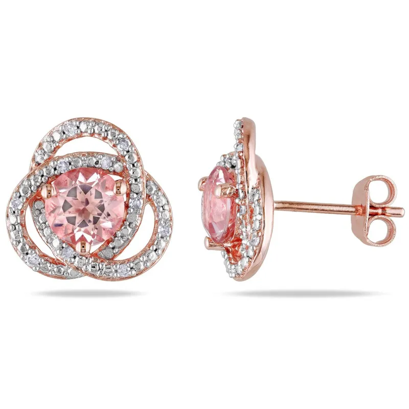 Miadora Rose Plated Silver Morganite and 1/10ct TDW Diamond Earrings (H-I, I2-I3) sold by Zulily