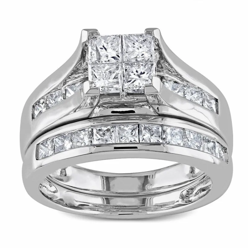 Miadora Signature Collection 14k White Gold 2ct TDW Channel-Set Diamond Quad Bridal Ring Set (G-H,I1-I2) sold by Zulily