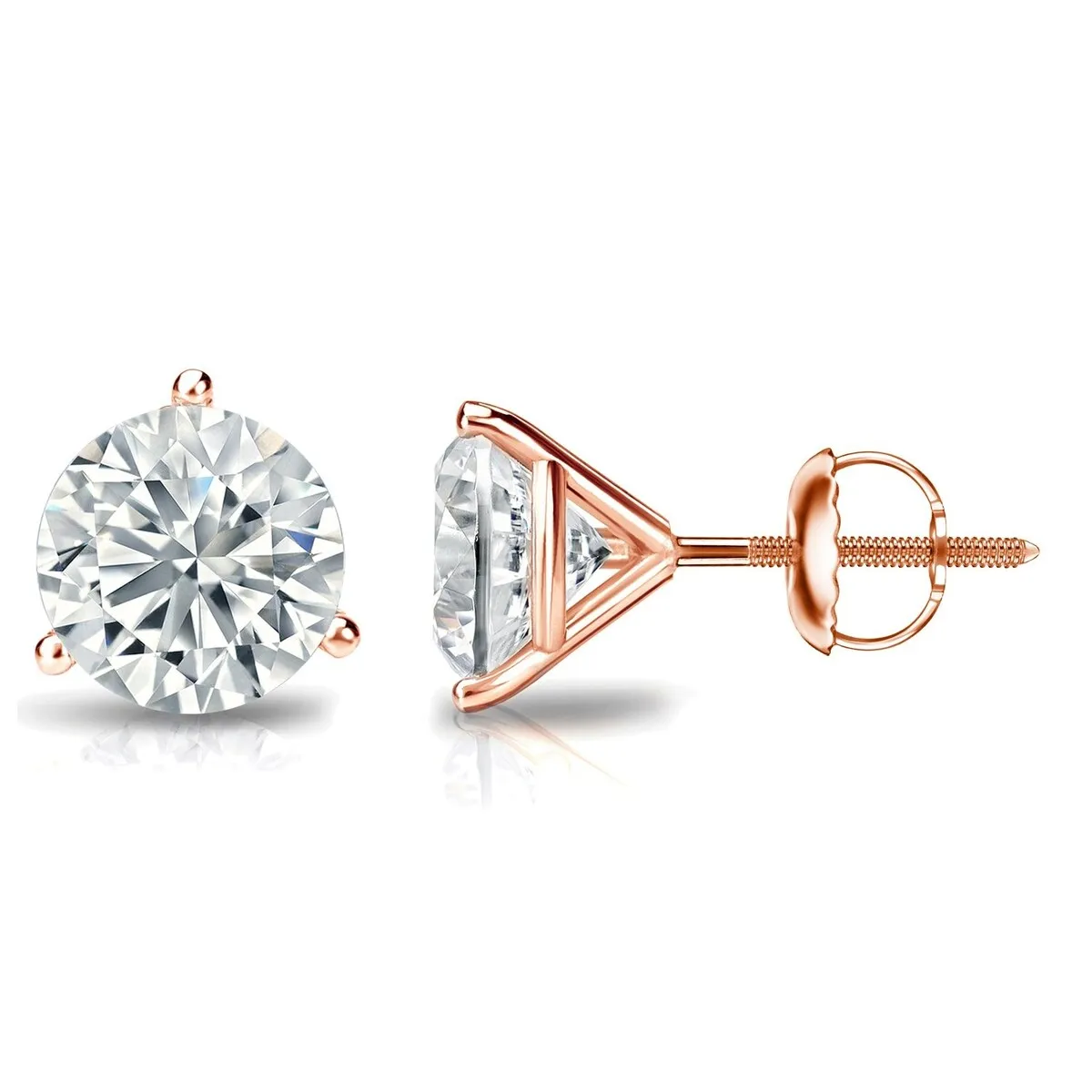 Auriya 1 1/2ctw 3 Prong Martini Set Round Diamond Stud Earrings 14K Gold GIA Certified sold by Zulily product image thumbnail 3