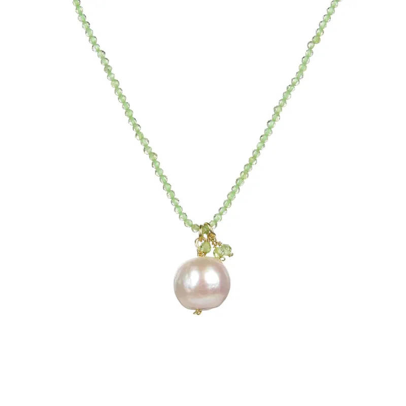 Peridot and Freshwater Pearl Beaded Pendant Necklace sold by Zulily