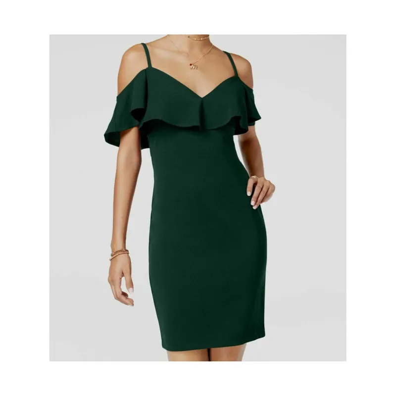EMERALD SUNDAE Women's Spaghetti Strap Mini Dress Green Size Medium made by Emerald Sundae