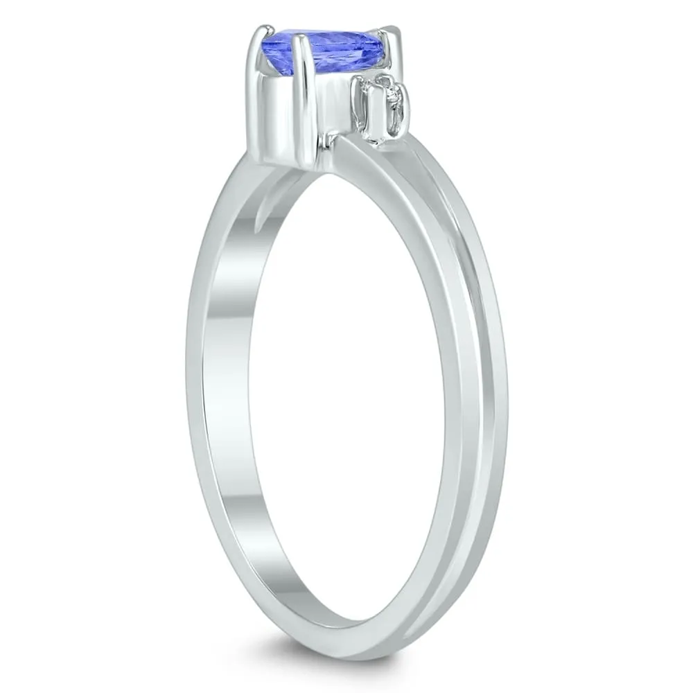 5X3MM Tanzanite and Diamond Pear Shaped Open Three Stone Ring in 10K White Gold sold by Zulily product image thumbnail 2