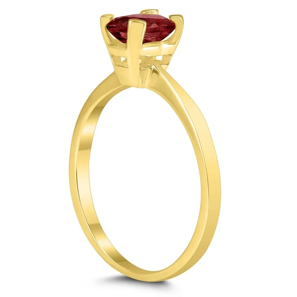 Emerald Shaped 6X4MM Garnet Solitaire Ring in 10K Yellow Gold sold by Zulily product image thumbnail 2