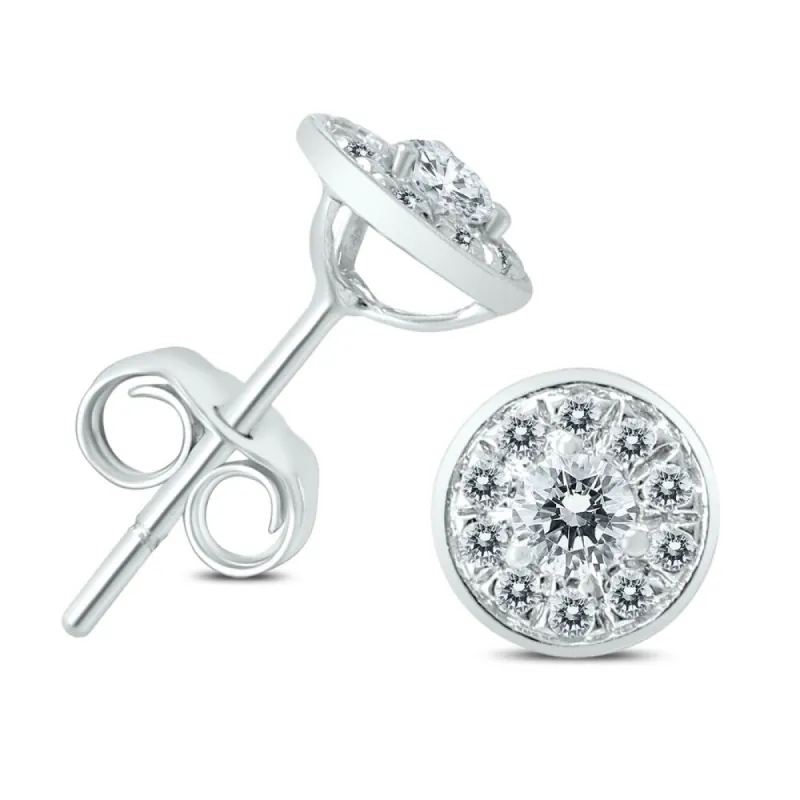 1/4 Carat TW Diamond Halo Earrings in 14K White Gold sold by Zulily