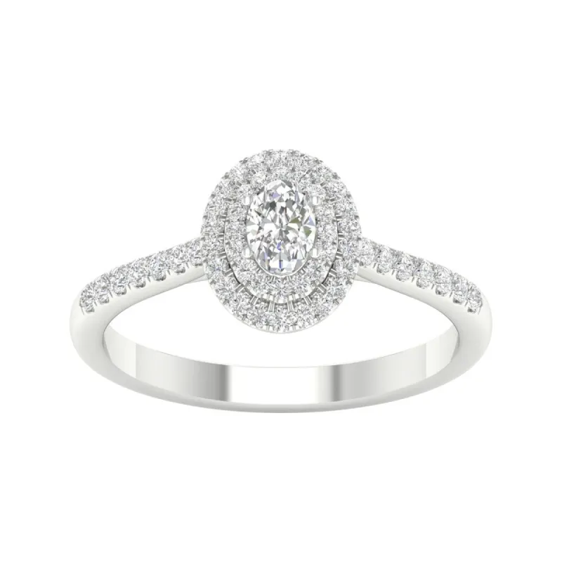 1/2ct TDW Diamond Double Halo Ring in 10k Gold by De Couer sold by Zulily