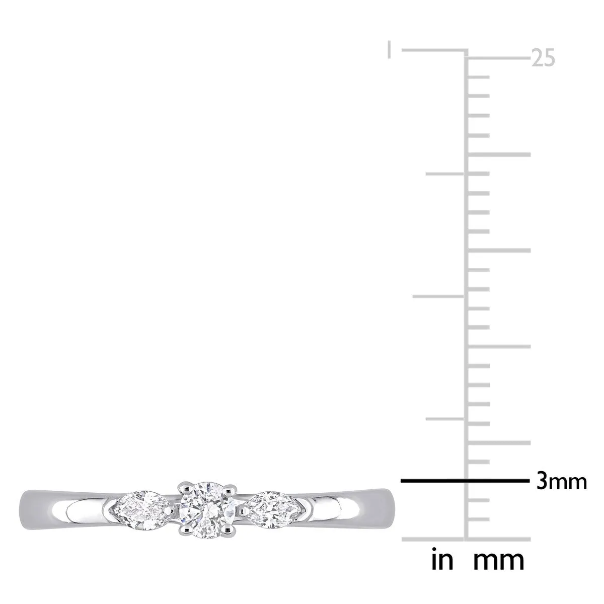 Miadora 10k White Gold 1/4ct TDW Marquise & Round-cut Diamond 3-Stone Engagement Ring sold by Zulily product image thumbnail 5