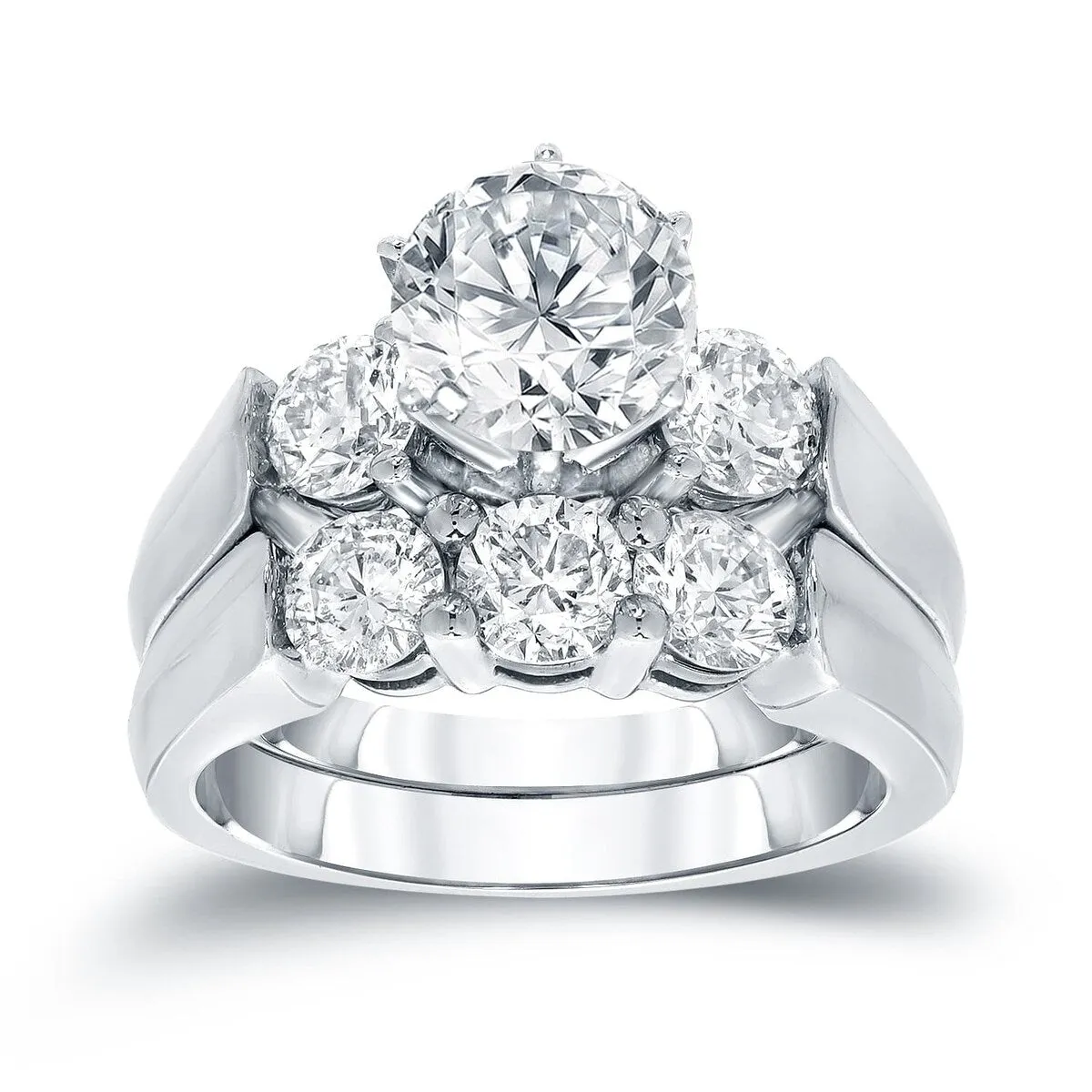 Auriya 14k Gold 3ctw Round 3-Stone Diamond Engagement Ring Set sold by Zulily