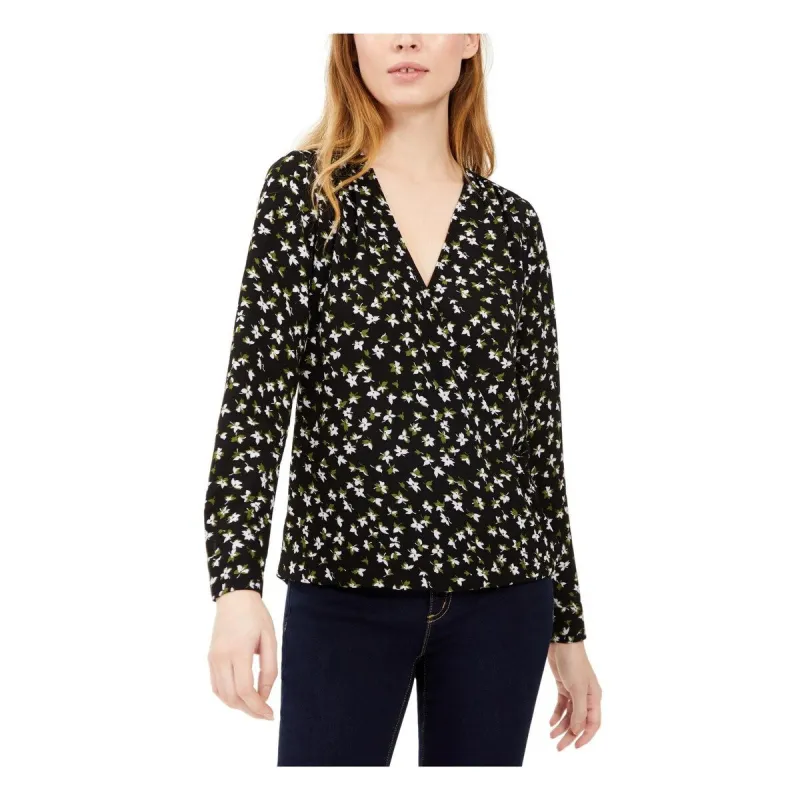 Michael Kors Women's Floral Faux Wrap Blouse Green Size Medium sold by Zulily