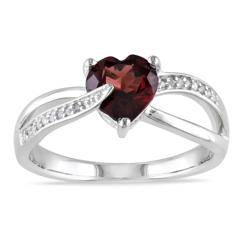 Miadora Sterling Silver Garnet and Diamond Heart Ring (G-H, I1-I2) sold by Zulily