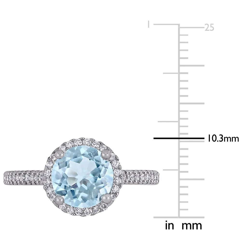 Miadora 14k White Gold Aquamarine & 1/4ct TDW Diamond Halo Engagement Ring sold by Zulily product image thumbnail 5