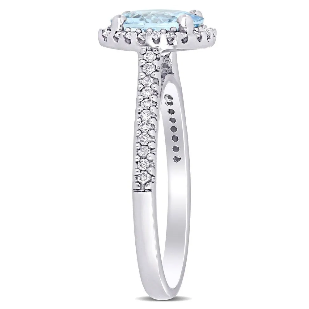 Miadora 14k White Gold Aquamarine & 1/4ct TDW Diamond Halo Engagement Ring sold by Zulily product image thumbnail 3