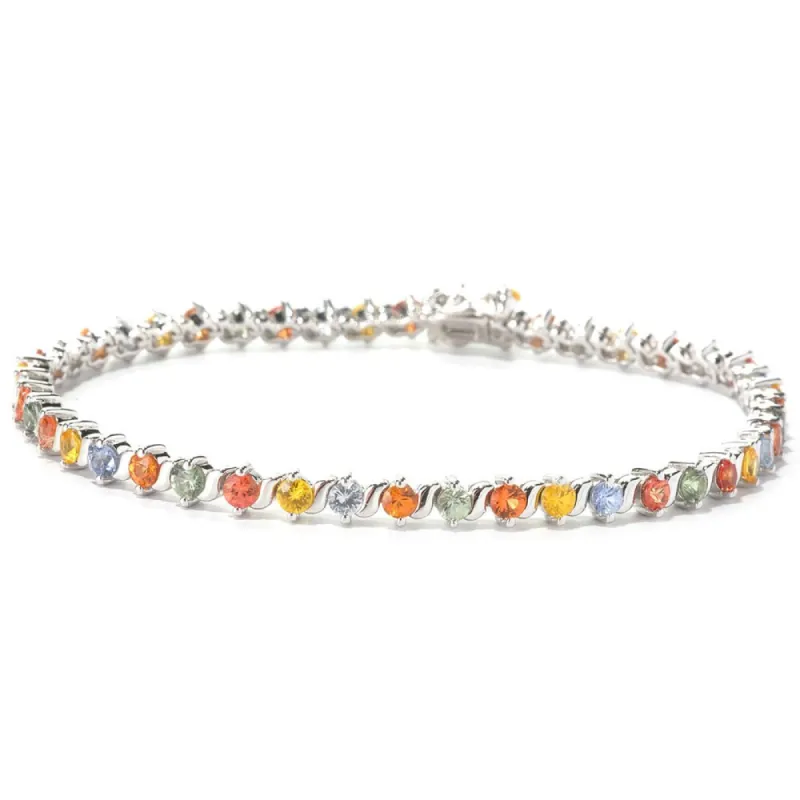 Sterling Silver Multi-color Sapphire Bracelet sold by Zulily