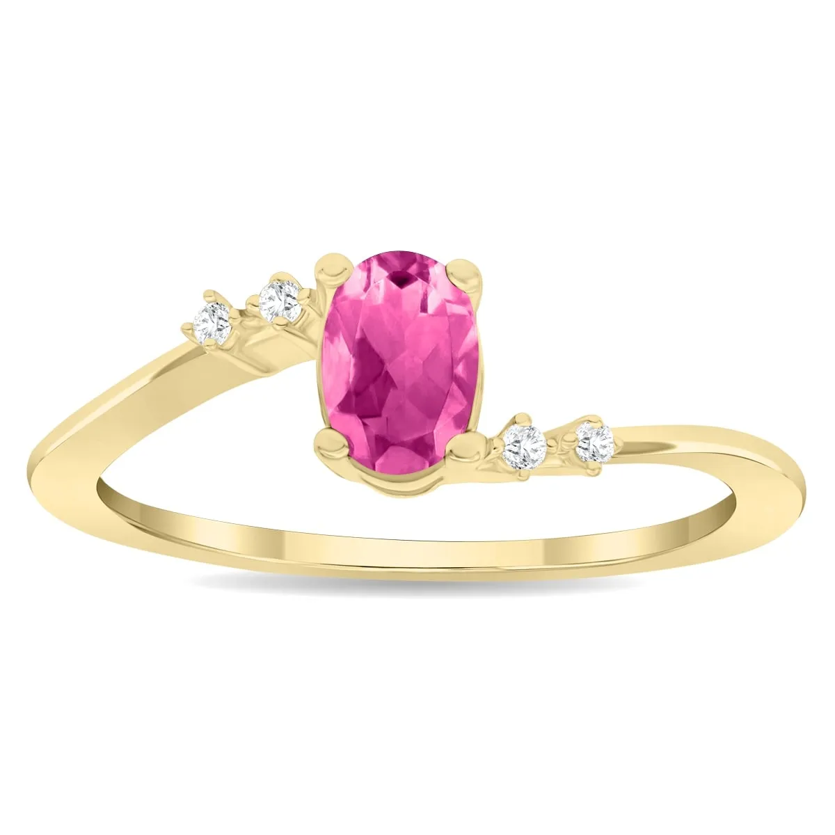 Women's Oval Shaped Pink Topaz and Diamond Tierra Ring in 10K Yellow Gold sold by Zulily