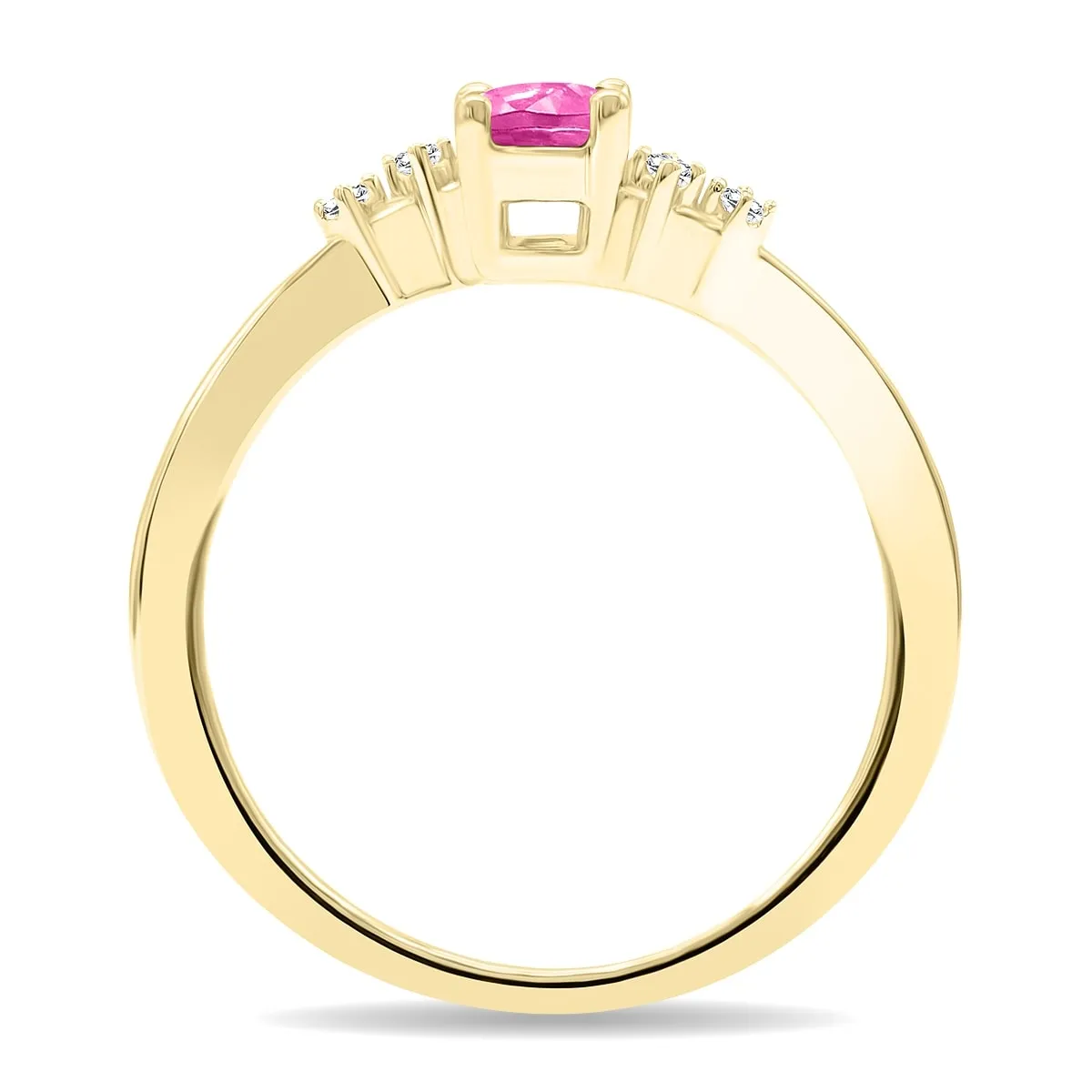 Women's Oval Shaped Pink Topaz and Diamond Tierra Ring in 10K Yellow Gold sold by Zulily product image thumbnail 3