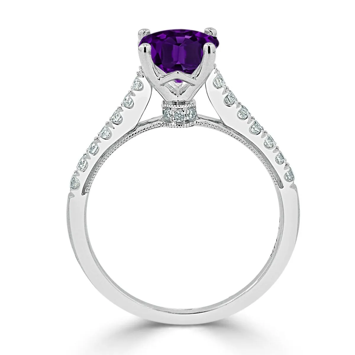 Auriya 9/10ct Fancy Oval Purple Amethyst and Diamond Engagement Ring 1/4ctw 14k Gold sold by Zulily product image thumbnail 5