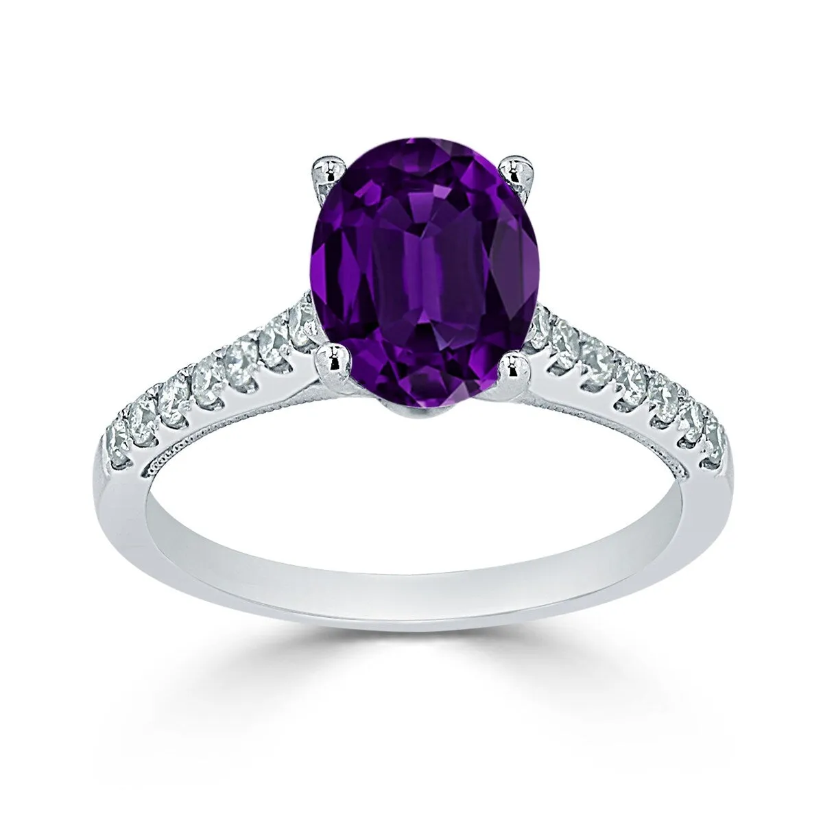 Auriya 9/10ct Fancy Oval Purple Amethyst and Diamond Engagement Ring 1/4ctw 14k Gold sold by Zulily product image thumbnail 3
