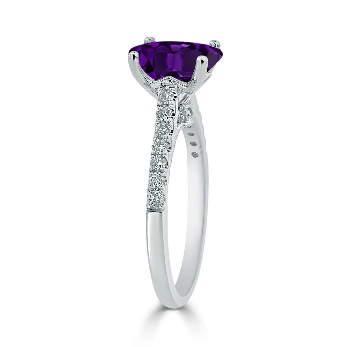 Auriya 9/10ct Fancy Oval Purple Amethyst and Diamond Engagement Ring 1/4ctw 14k Gold sold by Zulily product image thumbnail 4