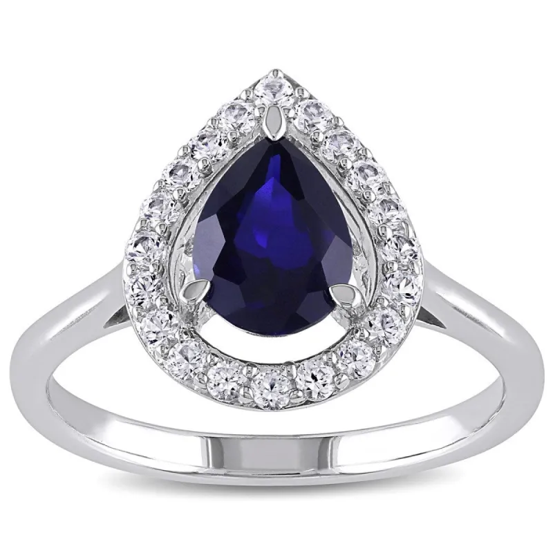 Miadora Sterling Silver Created Blue and White Sapphire Cocktail Ring sold by Zulily