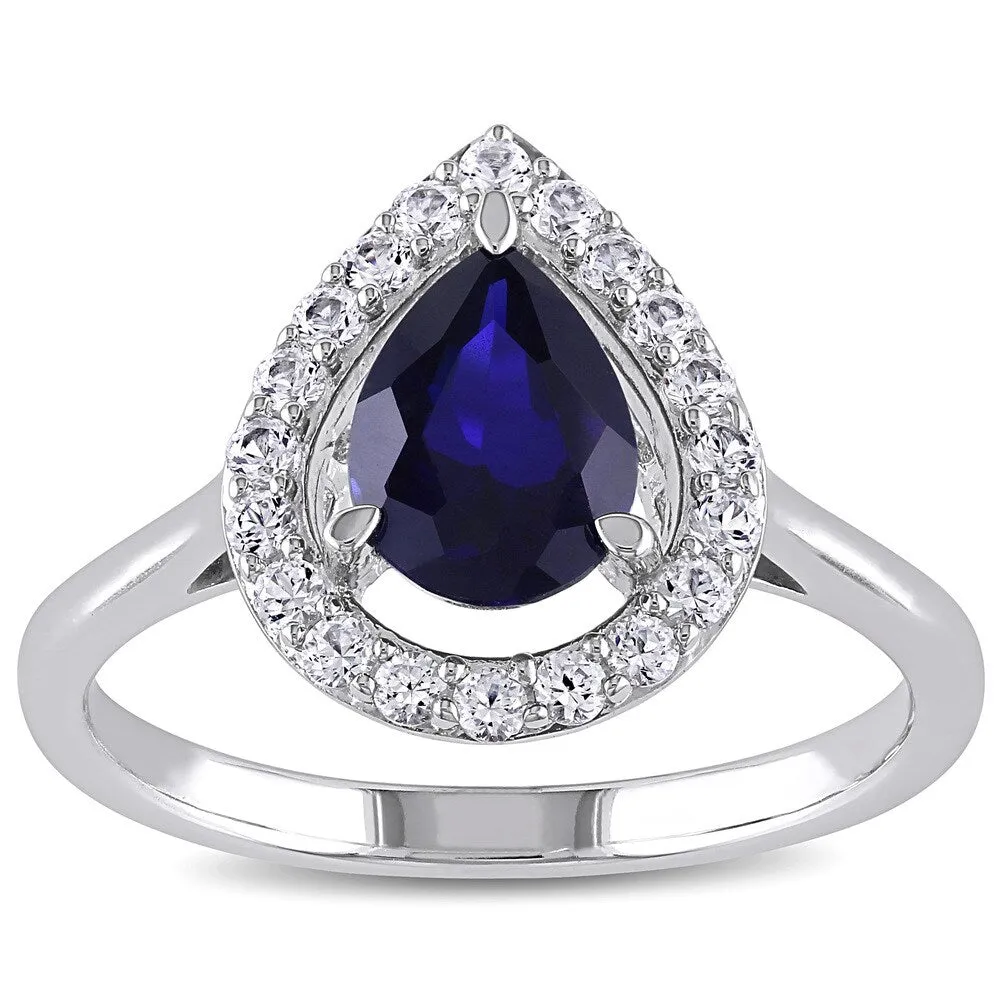 Miadora Sterling Silver Created Blue and White Sapphire Cocktail Ring sold by Zulily