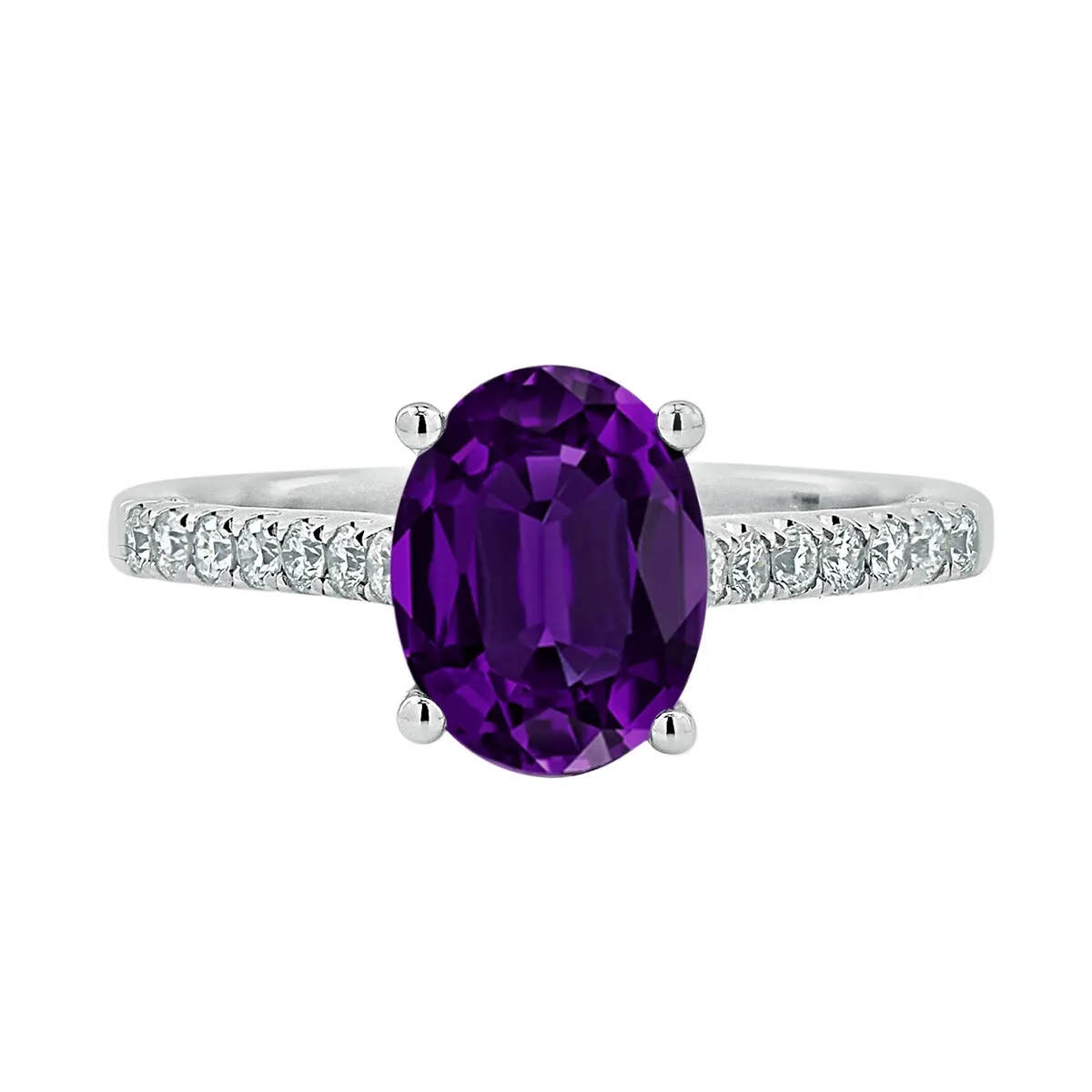 Auriya 9/10ct Fancy Oval Purple Amethyst and Diamond Engagement Ring 1/4ctw 14k Gold sold by Zulily product image thumbnail 2