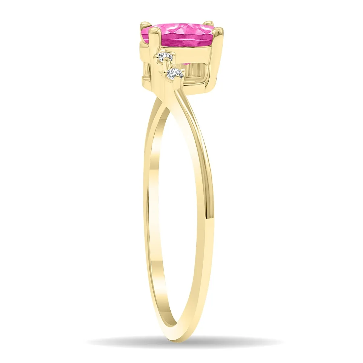 Women's Oval Shaped Pink Topaz and Diamond Tierra Ring in 10K Yellow Gold sold by Zulily product image thumbnail 2