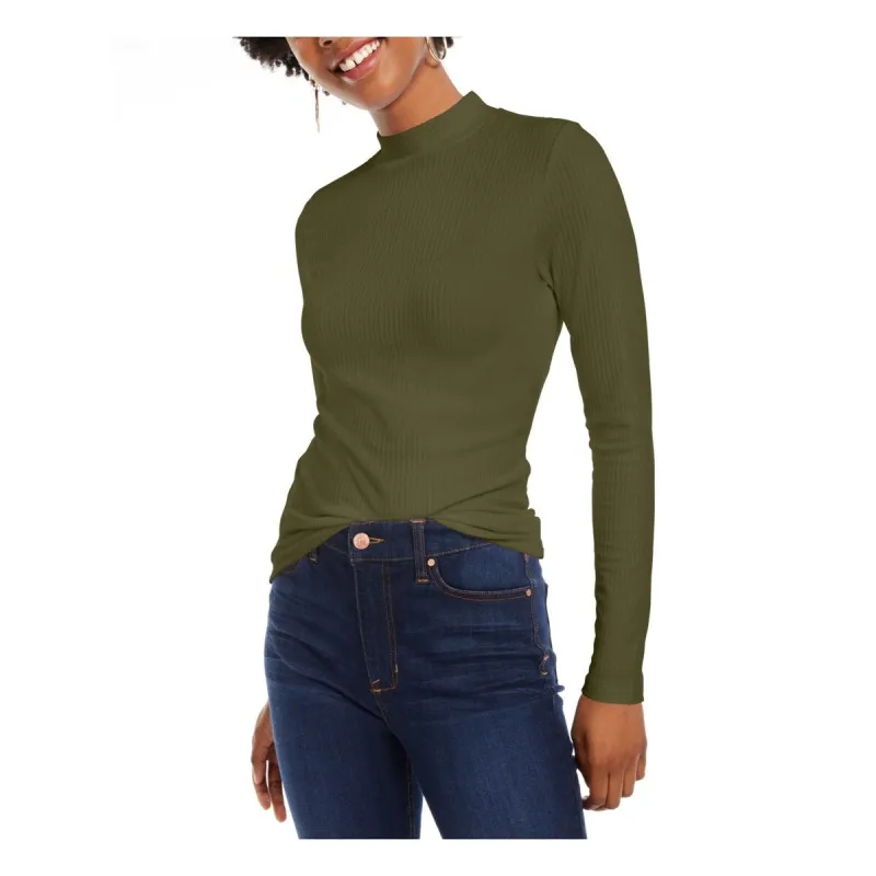 Planet Gold Juniors' Long-Sleeve Mock-Neck Top Green Size X-Small sold by Zulily