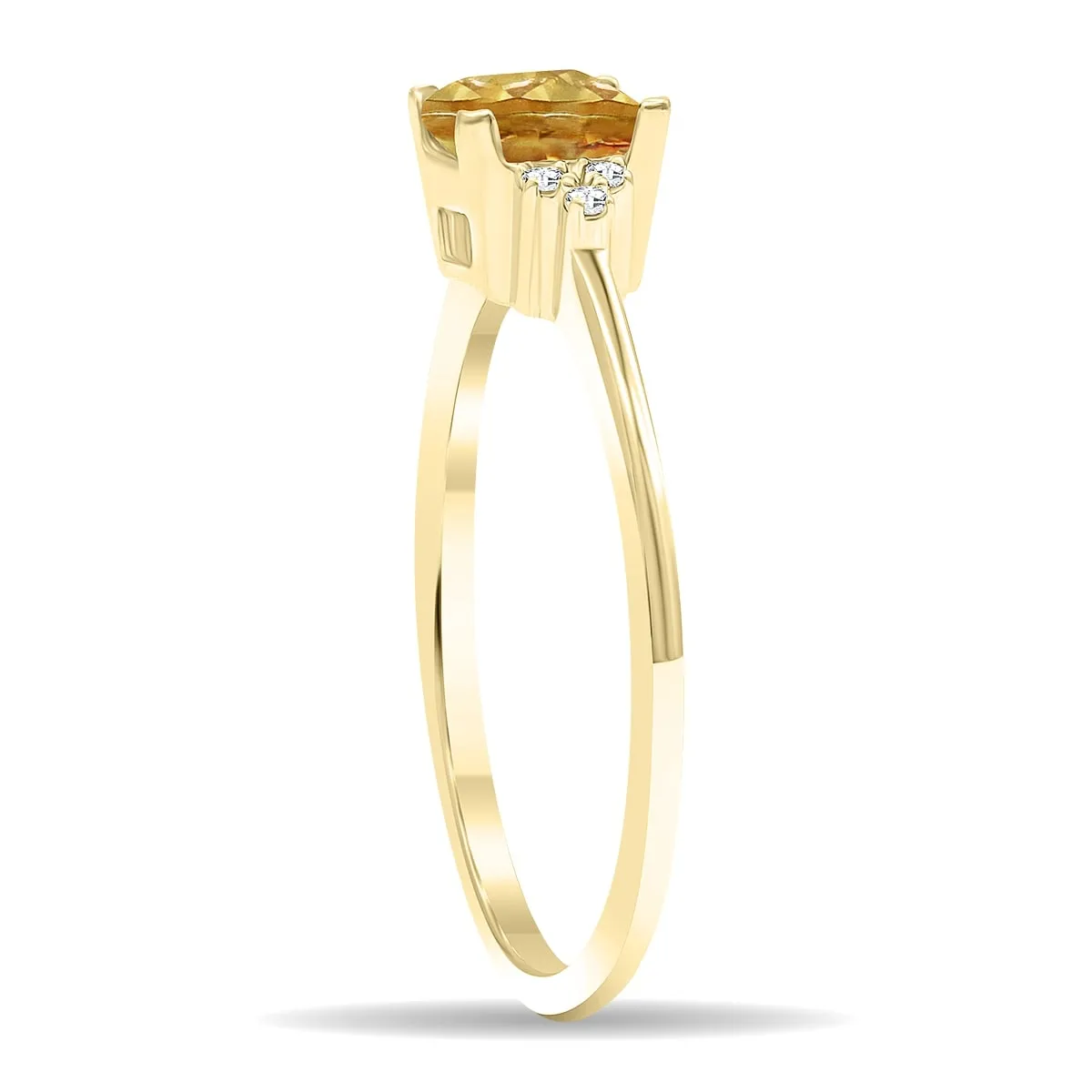 Women's Square Shaped Citrine and Diamond Half Moon Ring in 10K Yellow Gold sold by Zulily product image thumbnail 2
