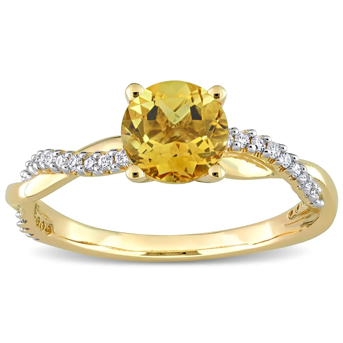 Miadora Citrine and 1/6ct TDW Diamond Crossover Birthstone Ring in 14k Yellow Gold sold by Zulily product image thumbnail 3