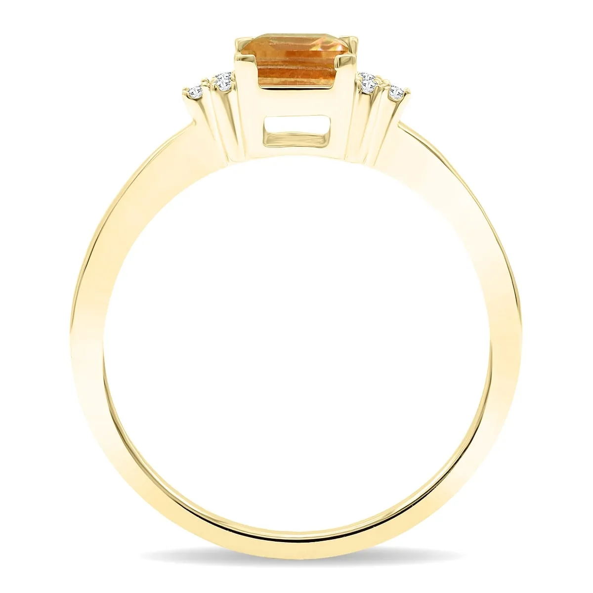 Women's Square Shaped Citrine and Diamond Half Moon Ring in 10K Yellow Gold sold by Zulily product image thumbnail 3