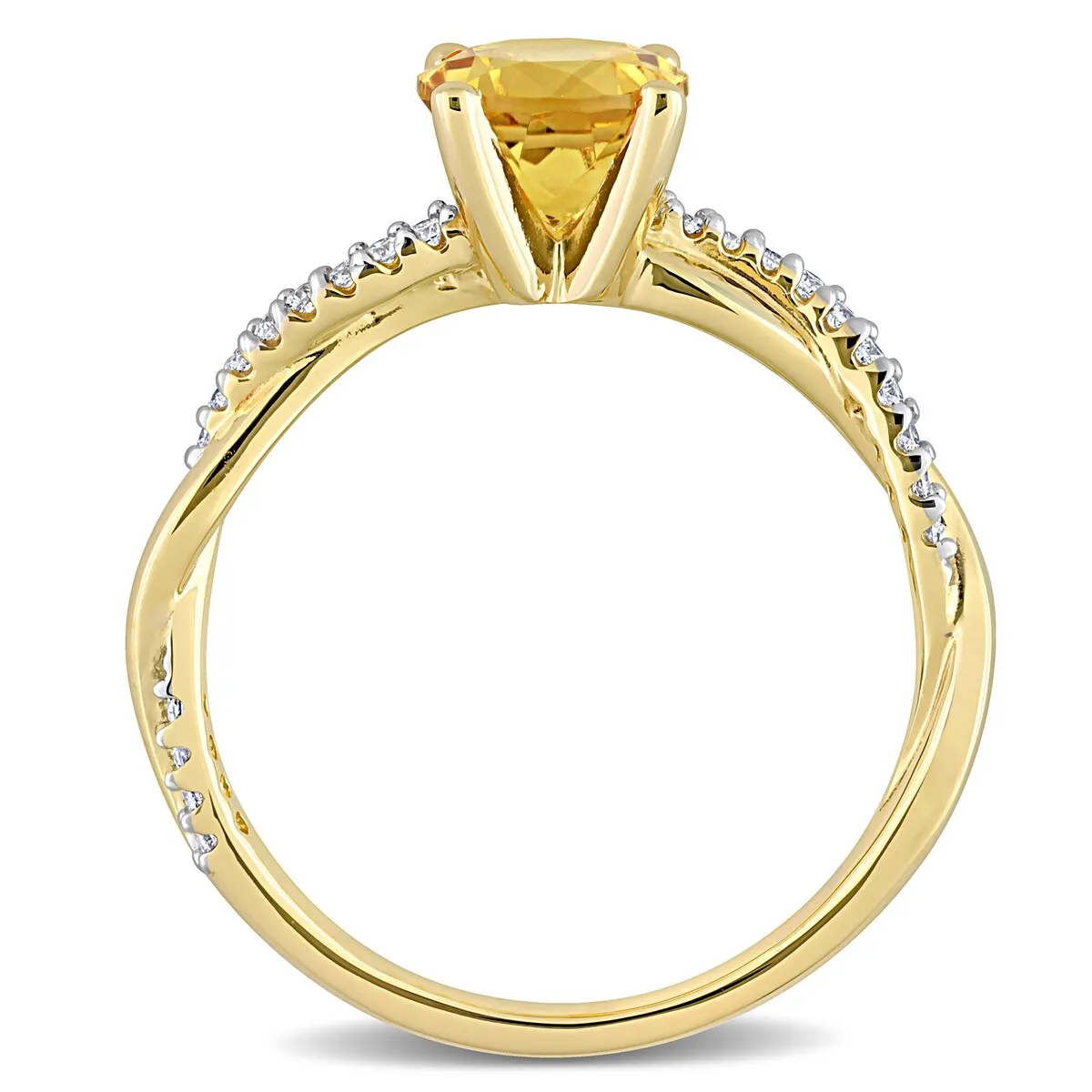 Miadora Citrine and 1/6ct TDW Diamond Crossover Birthstone Ring in 14k Yellow Gold sold by Zulily product image thumbnail 5